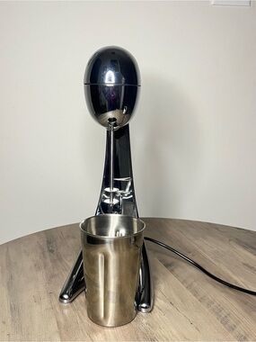 OSTER Chrome Metal Milkshake Milk Shake Maker Blender Model 6627 w/ Cup - Works!